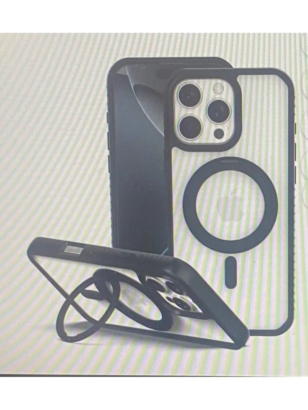 Onn Case with Ring Stand for iPhone 16 Pro Max Black/Clear